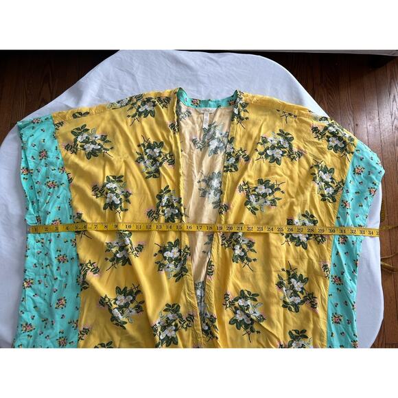 Matilda Jane Floral Kimono Ruana Womens Size XS/S Yellow Blue Boho Festival - Picture 7 of 8